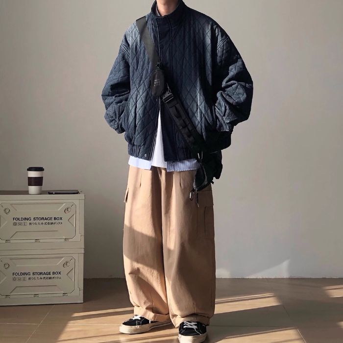 Denim Stand Collar Diamond Jacket N0467