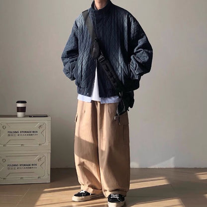 Denim Stand Collar Diamond Jacket N0467