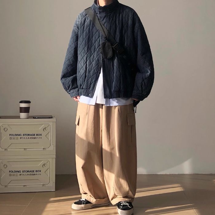 Denim Stand Collar Diamond Jacket N0467