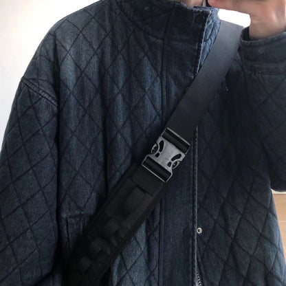 Denim Stand Collar Diamond Jacket N0467