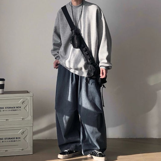 Solid Color Round Neck Sweat N0468