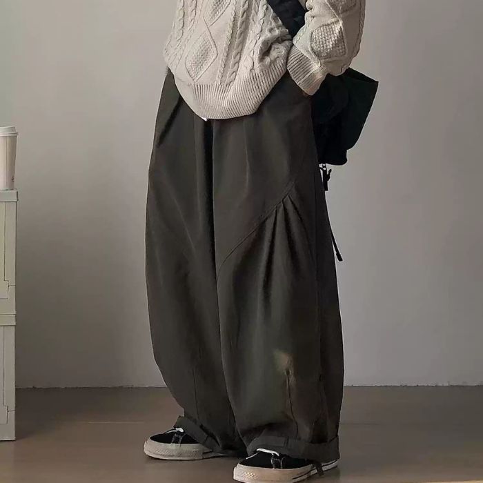 Solid Color Loose Wide-leg Pants N0475