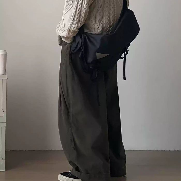 Solid Color Loose Wide-leg Pants N0475