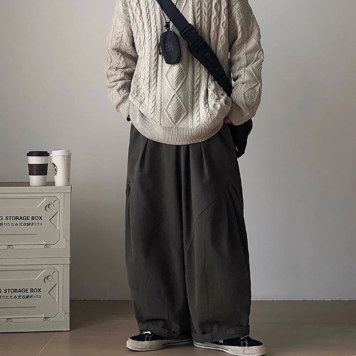 Solid Color Loose Wide-leg Pants N0475