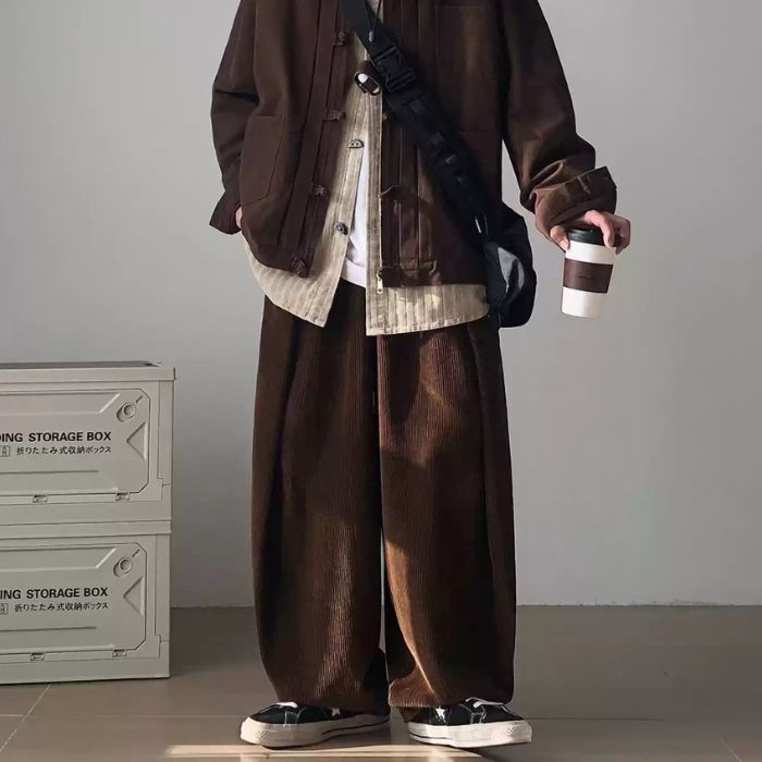 Drape Loose Corduroy Pants N0476