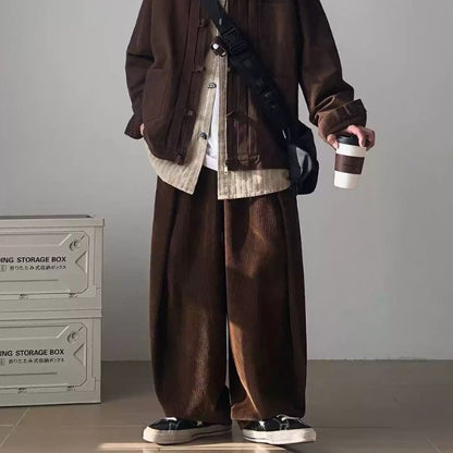 Drape Loose Corduroy Pants N0476