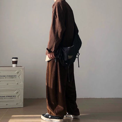 Drape Loose Corduroy Pants N0476