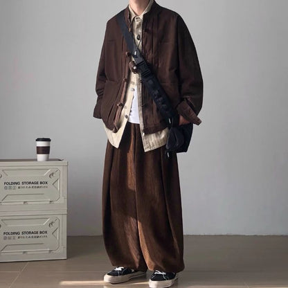 Drape Loose Corduroy Pants N0476