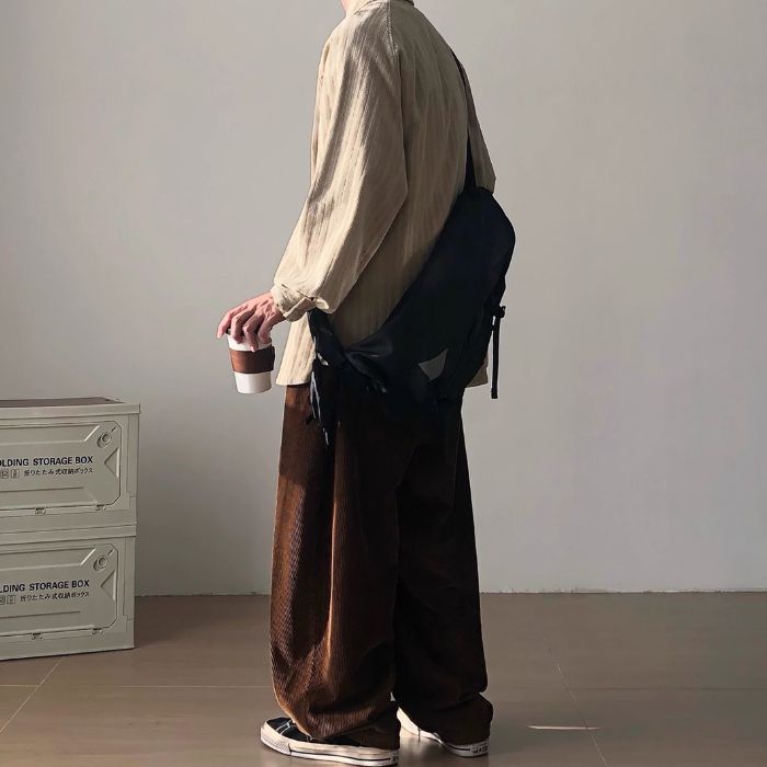 Drape Loose Corduroy Pants N0476