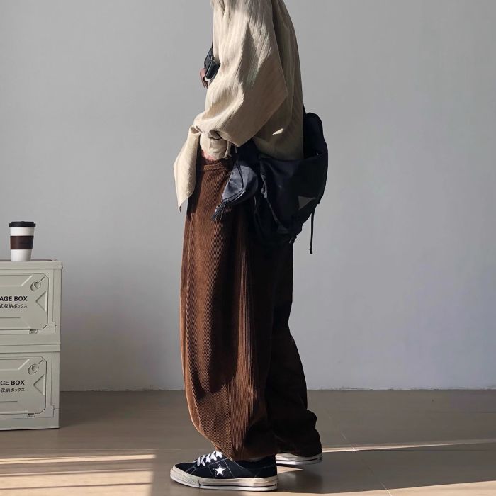 Drape Loose Corduroy Pants N0476