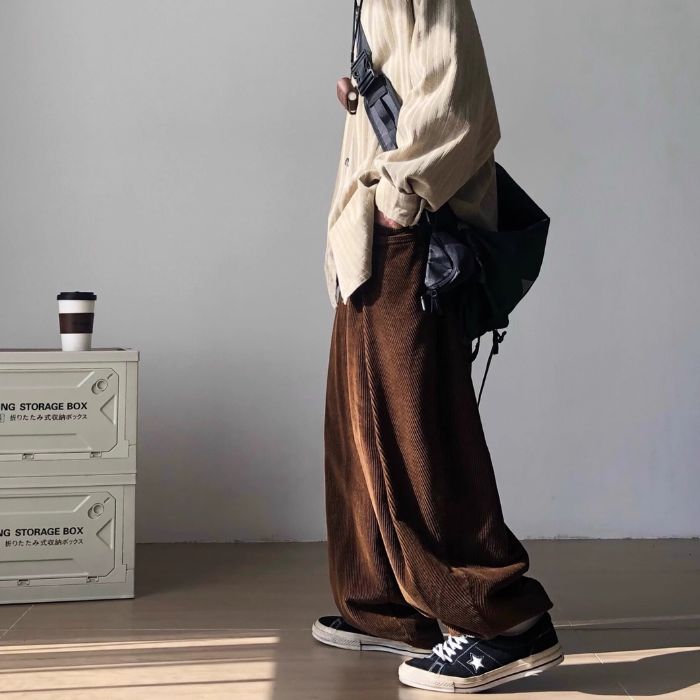 Drape Loose Corduroy Pants N0476