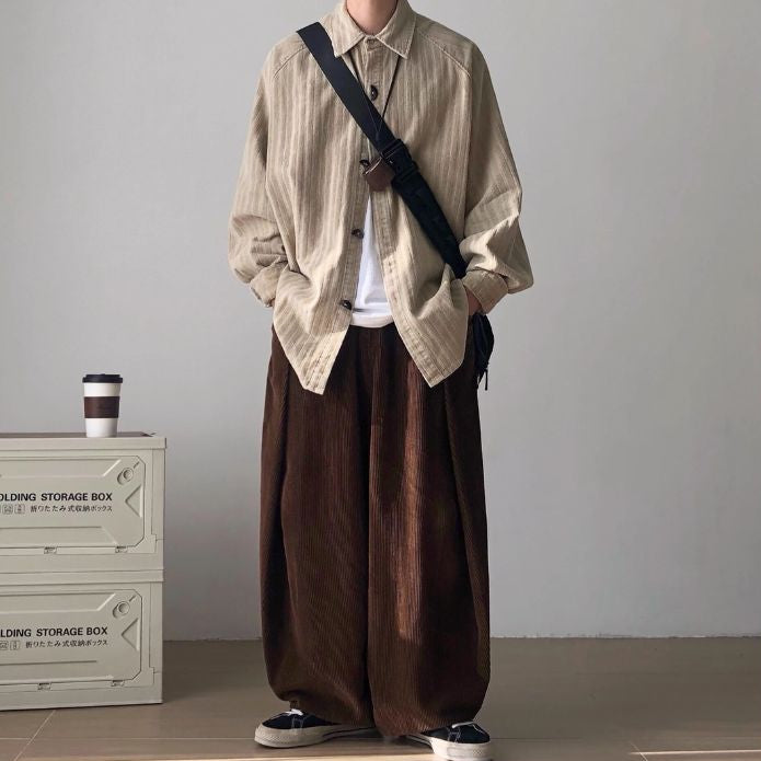 Drape Loose Corduroy Pants N0476