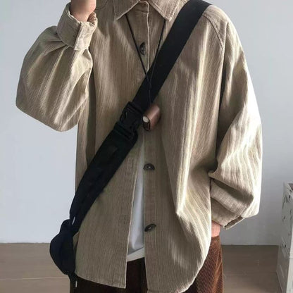 Corduroy Striped Long Shirt N0477