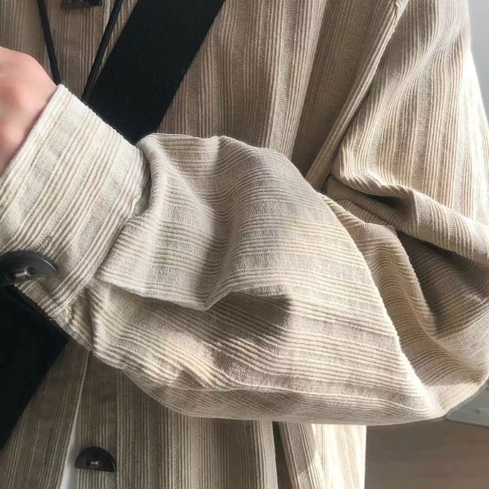 Corduroy Striped Long Shirt N0477