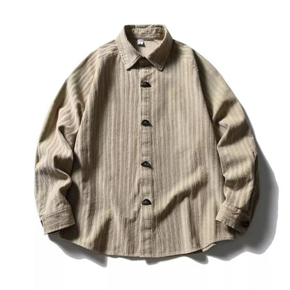Corduroy Striped Long Shirt N0477