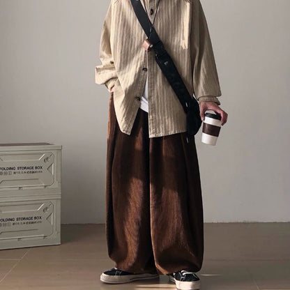 Corduroy Striped Long Shirt N0477