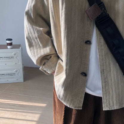 Corduroy Striped Long Shirt N0477