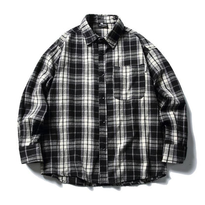 Loose Plaid Long Sleeves Shirt N0480