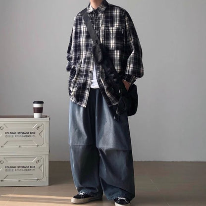 Loose Plaid Long Sleeves Shirt N0480