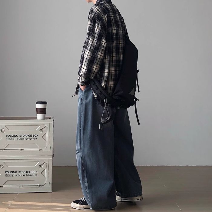 Loose Plaid Long Sleeves Shirt N0480