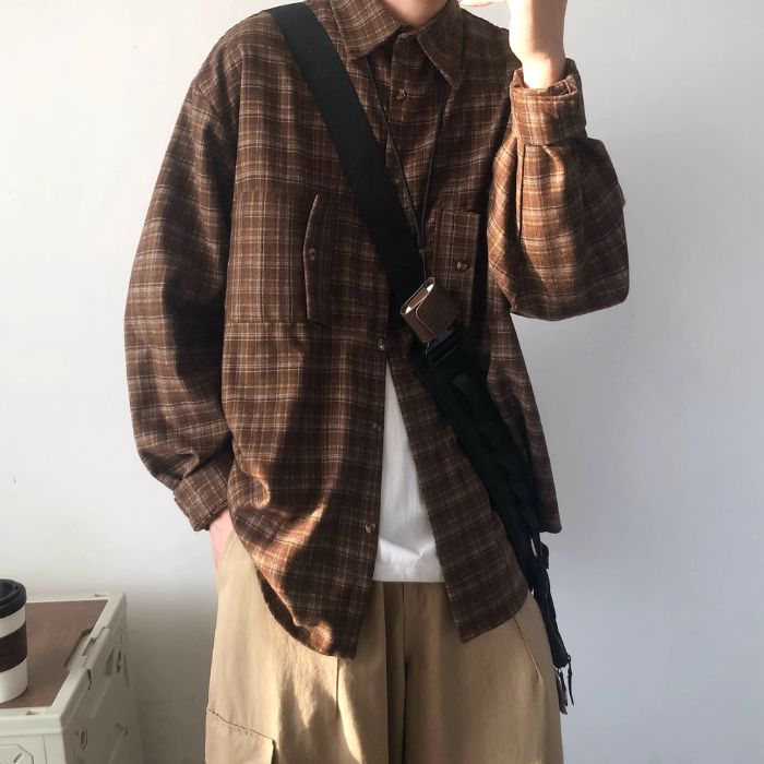 Casual Loose Plaid Shirt N0502