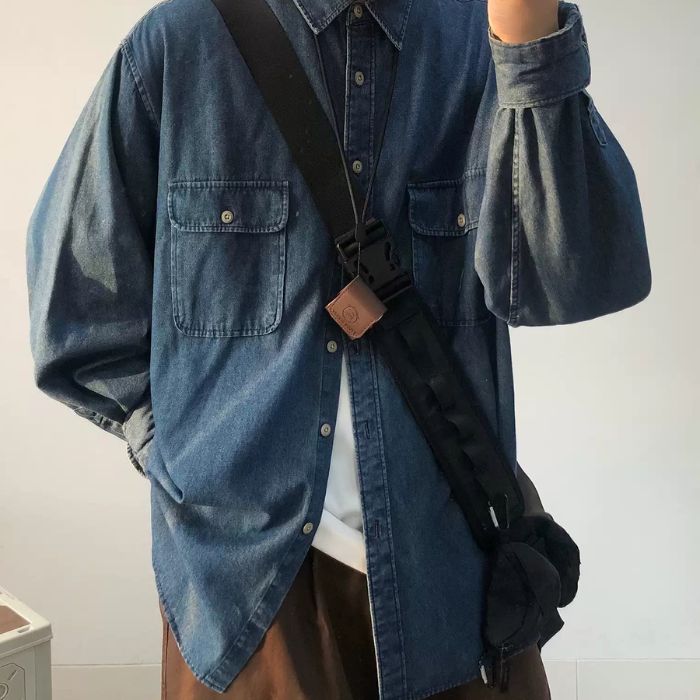 【OUTLET/即納】Denim Loose Long Sleeve Shirt N0504