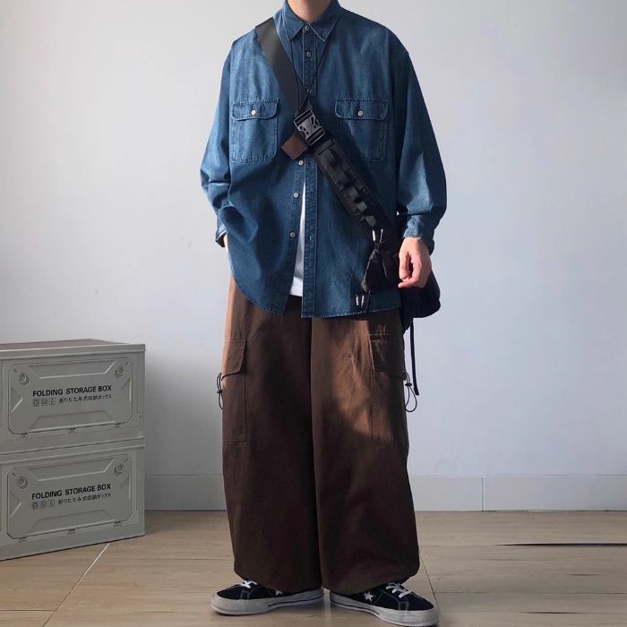 【OUTLET/即納】Denim Loose Long Sleeve Shirt N0504