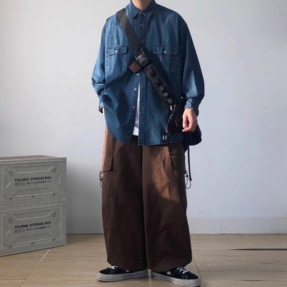 【OUTLET/即納】Denim Loose Long Sleeve Shirt N0504