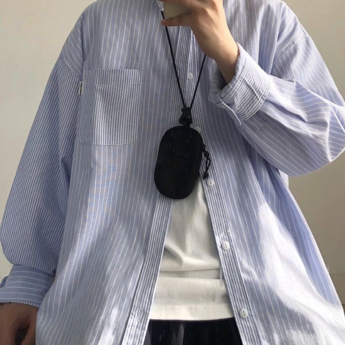 Striped Loose Long Sleeve Shirt N0505