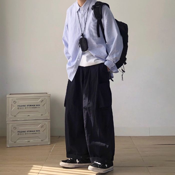 Striped Loose Long Sleeve Shirt N0505