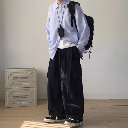 Striped Loose Long Sleeve Shirt N0505