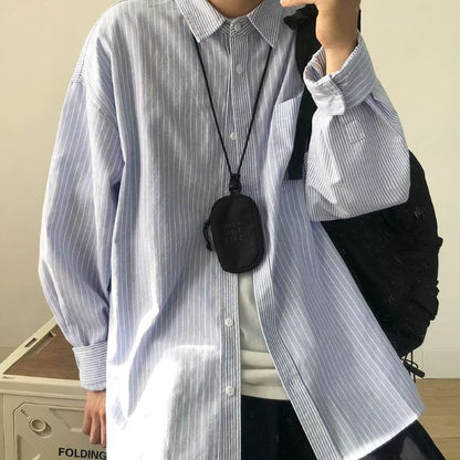 Striped Loose Long Sleeve Shirt N0505