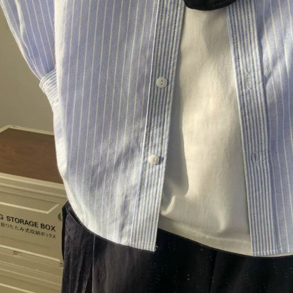 Striped Loose Long Sleeve Shirt N0505