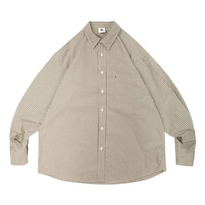Plaid Loose Long Sleeve Shirt N0510
