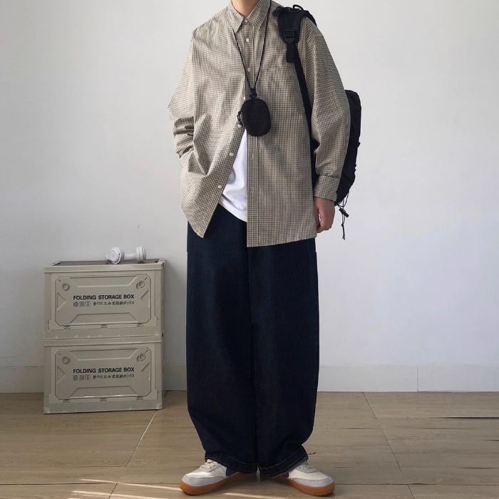 Plaid Loose Long Sleeve Shirt N0510