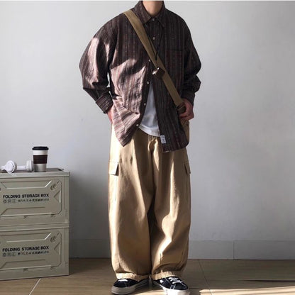 Striped Loose Long Sleeve Shirt N0513