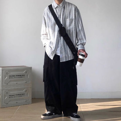 Striped Loose Long Sleeve Shirt N0513