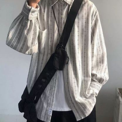 Striped Loose Long Sleeve Shirt N0513