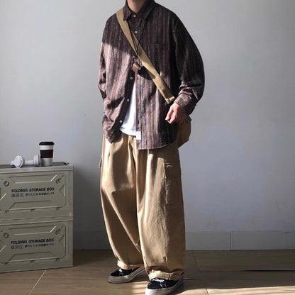 Striped Loose Long Sleeve Shirt N0513