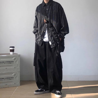 Striped Loose Long Sleeve Shirt N0513