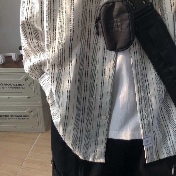 Striped Loose Long Sleeve Shirt N0513