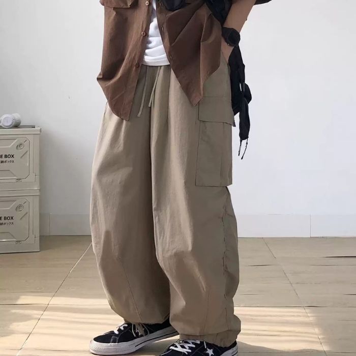 Cuffed Casual Wide Leg Long Pants N0521