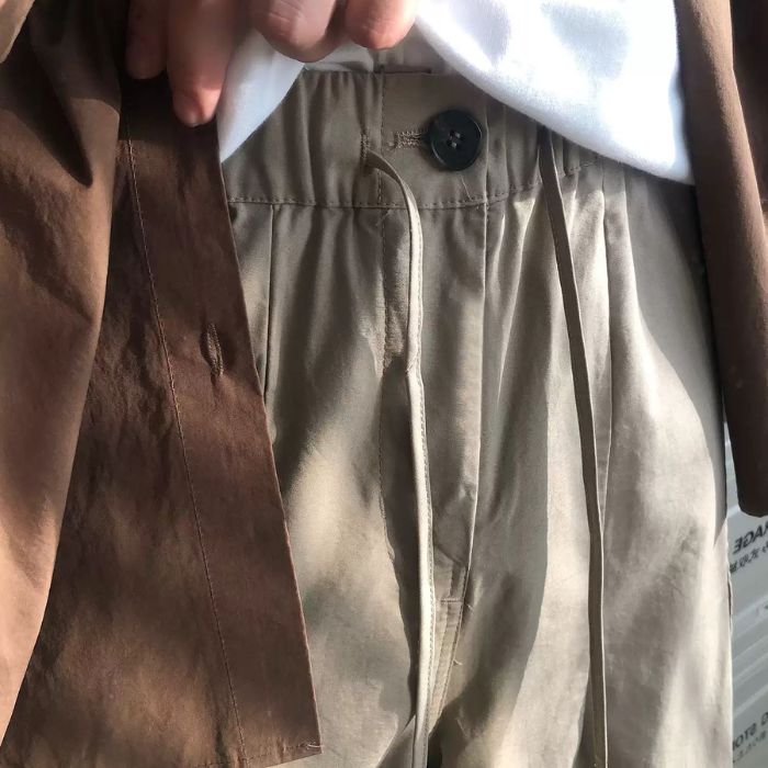 Cuffed Casual Wide Leg Long Pants N0521