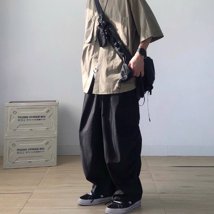 Cuffed Casual Wide Leg Long Pants N0521