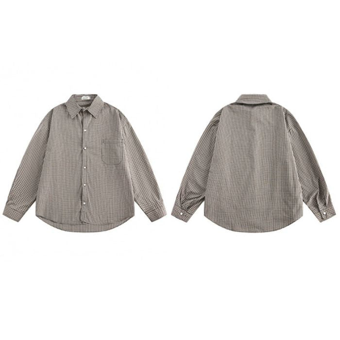 Loose Plaid Long-sleeved Shirt N0527