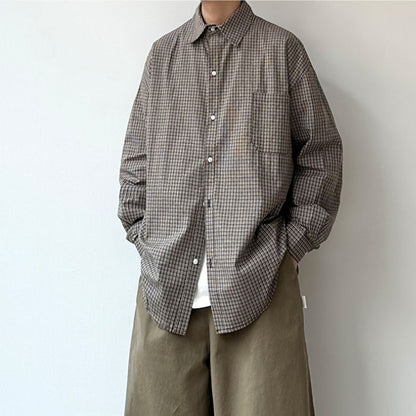 Loose Plaid Long-sleeved Shirt N0527