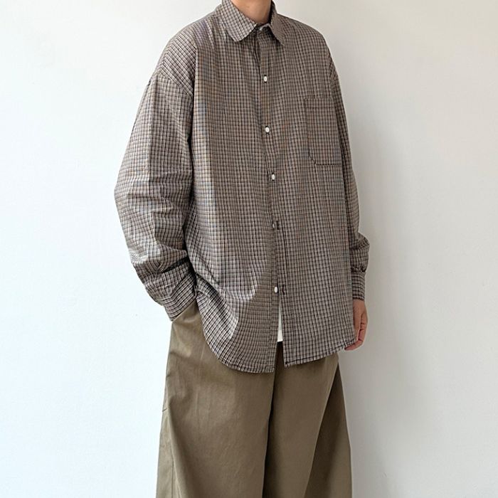 Loose Plaid Long-sleeved Shirt N0527