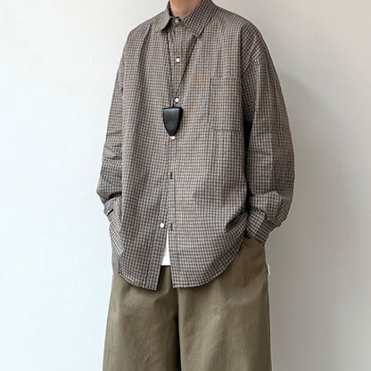 Loose Plaid Long-sleeved Shirt N0527