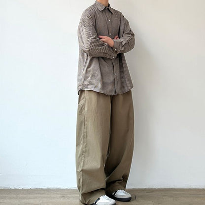 Loose Plaid Long-sleeved Shirt N0527