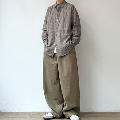 Loose Plaid Long-sleeved Shirt N0527